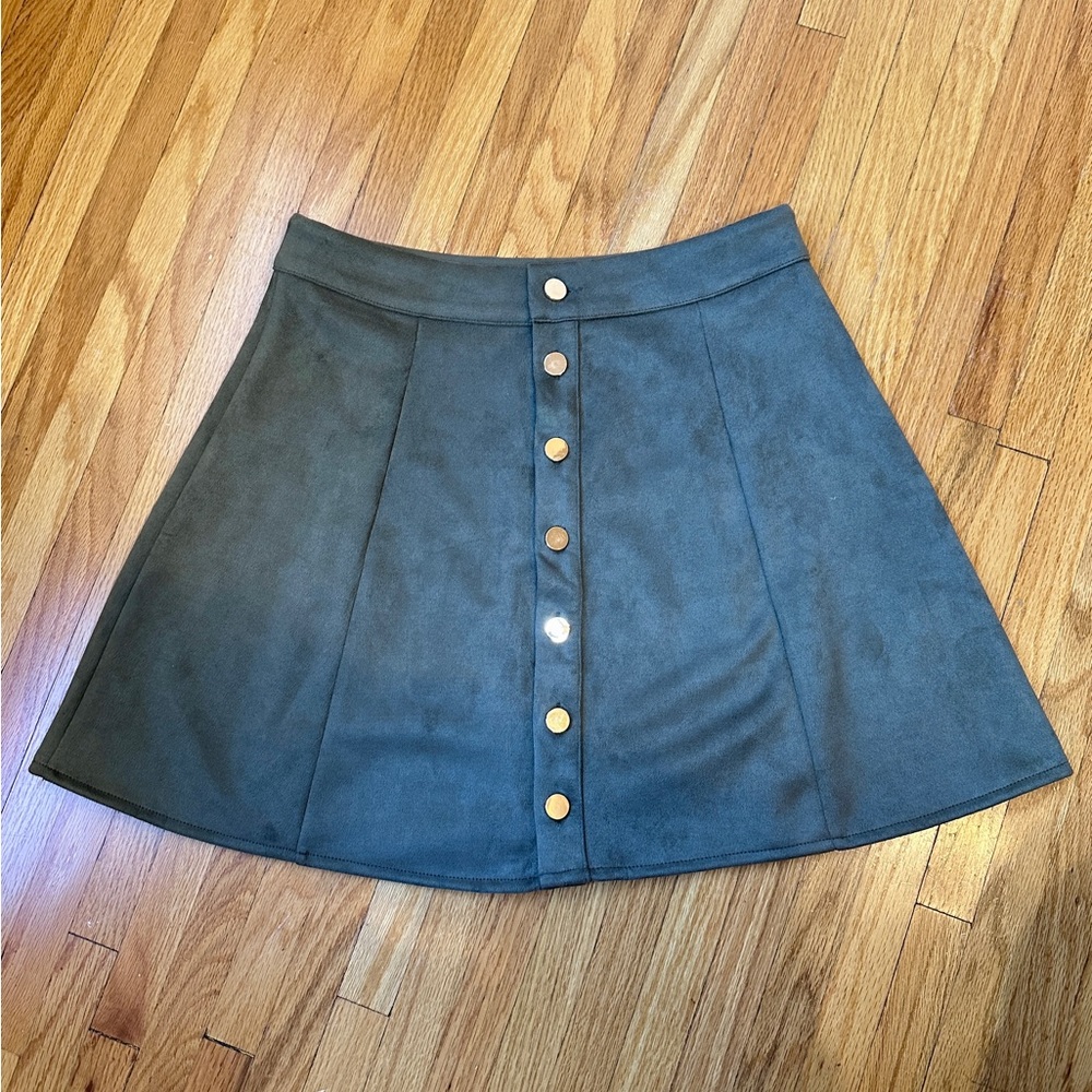 Olive Green Suede Skirt